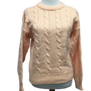Vintage 80’s Hunter’s Glen Peach Cable Knit Crewneck Sweater Misses size…